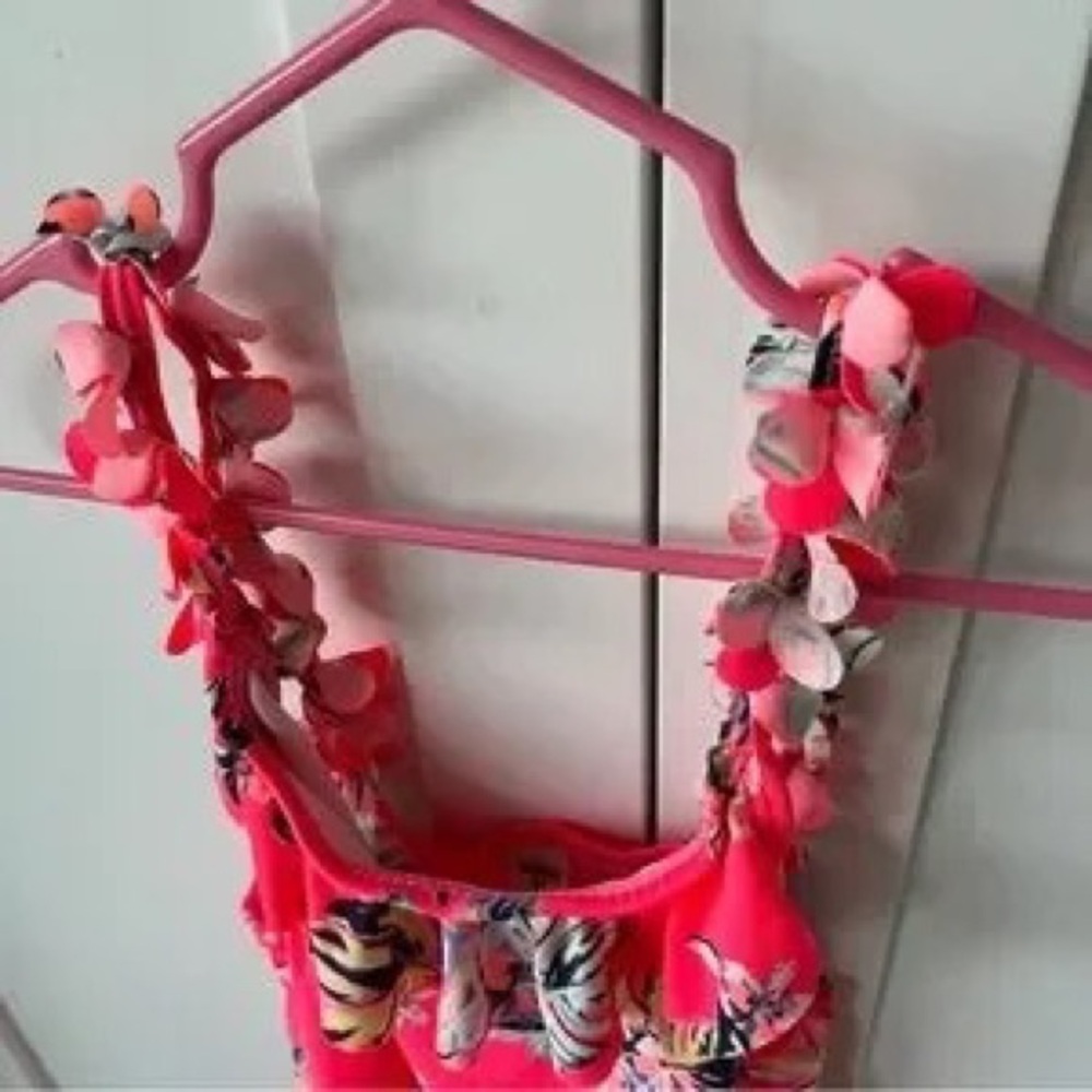 Floral Ruffled Strap Pink Tank Top - Picture 4 of 5